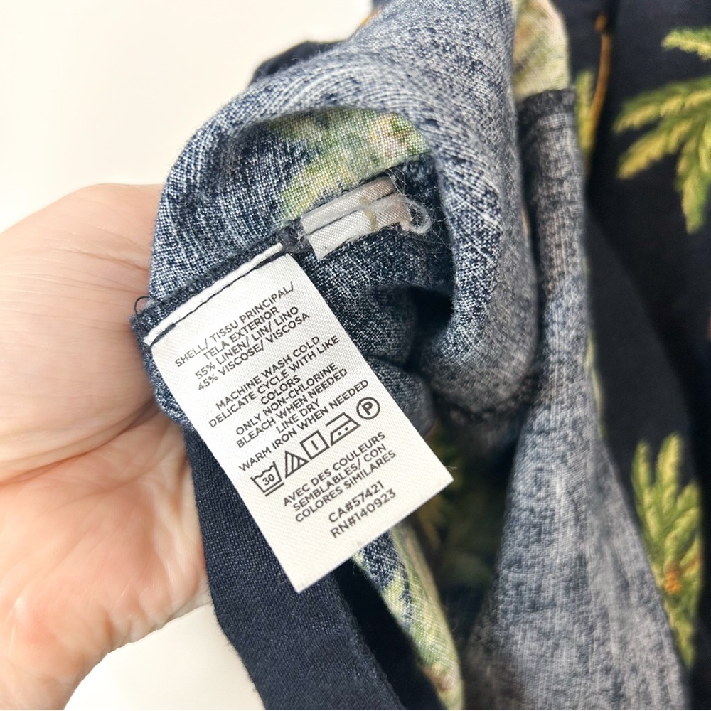 Ann‎ Taylor LOFT Tropical Palm Tree Print Linen Blend Tank Top Small S - Picture 5 of 6